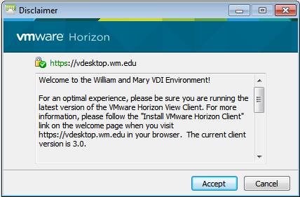 Part 2: Configuring and Using the Full Client NOTE: this example is from a Windows installation of the VMWare View client.