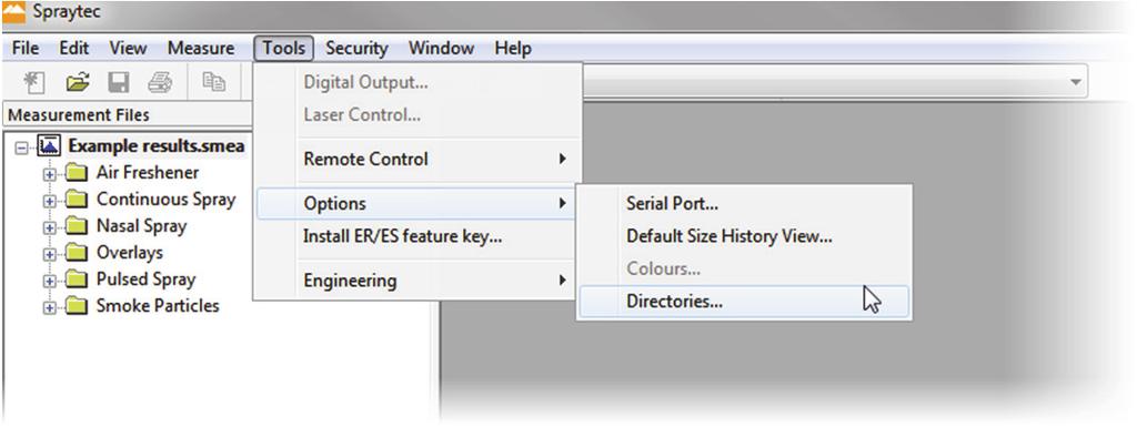 This option displays a dialogue that allows the default directory locations to be reconfigured: Clicking OK will store the directory settings.