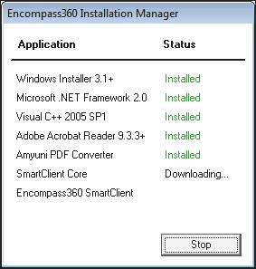 The Encompass360 Installation Manager installs