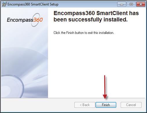 9 When the Encompass360 SmartClient Installation wizard opens, click Next.