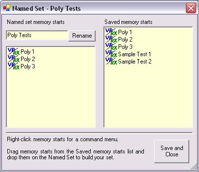 Controls Named memory start sets list Lists the named memory start sets currently saved in the memory starts folder. New button Creates a new named memory start set.
