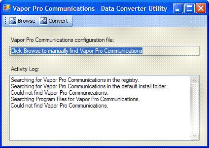 Press Continue to proceed to the main window of the Data Conversion Utility, below. Click Browse to search your computer for memory starts and memory start sets that need to be updated.