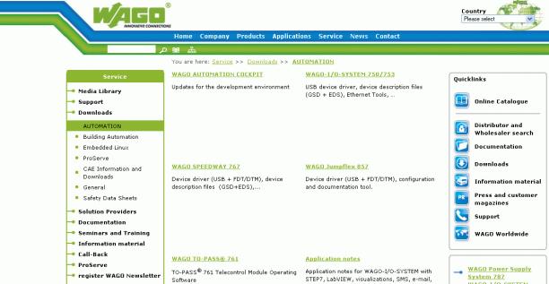 10 Screenshot of the WAGO homepage, Downloads Source 1: WAGO homepage as of 11/29/10 The