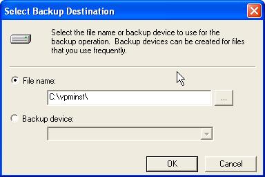 Click OK. The Backup operation has been completely successful window appears. 10. Click OK. A backup of the database is created in the location selected. B. Backing up using the Microsoft SQL Server Management Studio 1.