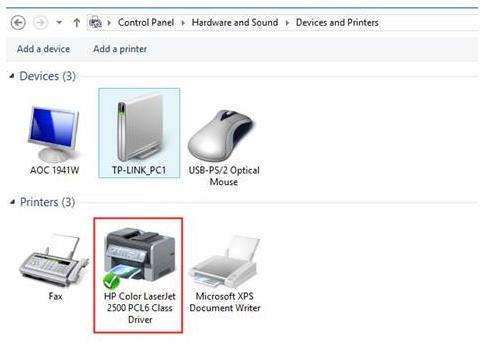 Until now, you have finished the installation. You can find the newly added Printer on Control Panel-> Hardware and Sound-> Devices and Printers page. For Windows 10 http://www.tp-link.com/en/faq-929.