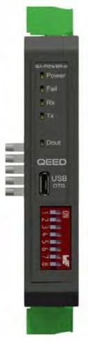 NOTE: through the hole on the case of QA - POWER - M (shown in the figure ), you can access an internal DIP SWITCH. Turning up the " DIP 1 you can activate the dynamic terminating of the Modbus.