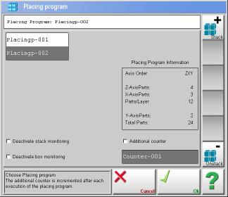 R8.3 USER MANUAL Page 202 3.3.2.2 Add Placing Program Commands to the Teach Program Before you can add a placing program to the teach program, you have to create it in the menu Part Prg Setup Placing Program.