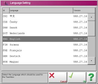 8 Setup: Language This is to change the display language of the Teachbox. Fig.