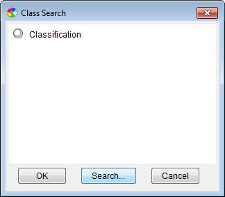 ECTR "Classification" dialog With the "Search..." button you get into the actual class search dialog.