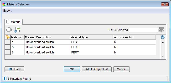 ECTR - "Material Selection" results If this dialog is closed with "Cancel", the whole process is cancelled and control will be returned to EPLAN.