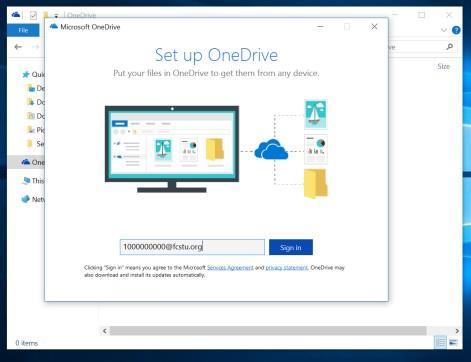 OneDrive Setup 2 of 4 Enter your FCS