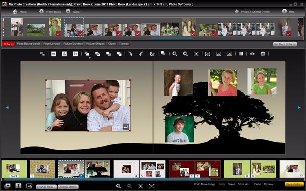 Creating a photo book Customization Tools Insert New Page Add/edit caption Add picture frame Actual Size Fit Page Zoom Out Zoom In The bottom toolbar has the following options: Option Add picture
