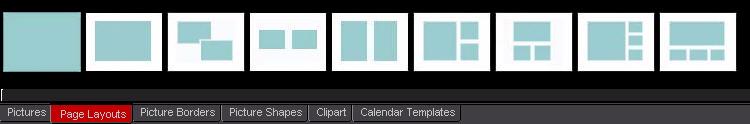 Creating a calendar Page Layouts 1. Select the Page Layouts tab in the Pictures/Templates Browser. 2. Choose a page layout, and drag and drop it onto a page in your calendar.