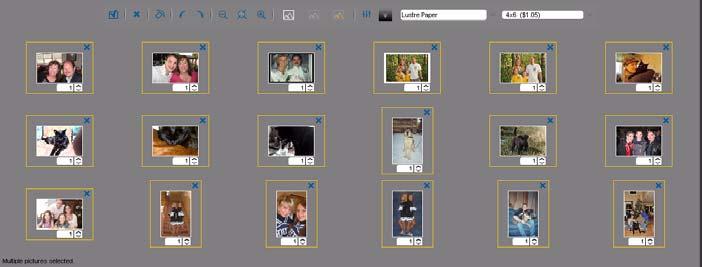 Creating a print Picture Tools Zoom In/Out Picture Rotation Remove selected Select all Picture Filters Image Enhancement Paper type Print Size Option Paper type Print size Select all pictures on page