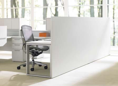 Worksurface Edge Screens provide partial privacy in open and collaborative applications.