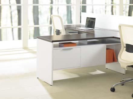 Freestanding storage functions as a worksurface support when used underneath surfaces or