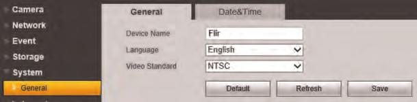 5 Setup To configure general camera settings: 1. Under Device Name, enter a name for the camera. 2. Under Language, select the language that will be used for the web browser interface. 3.