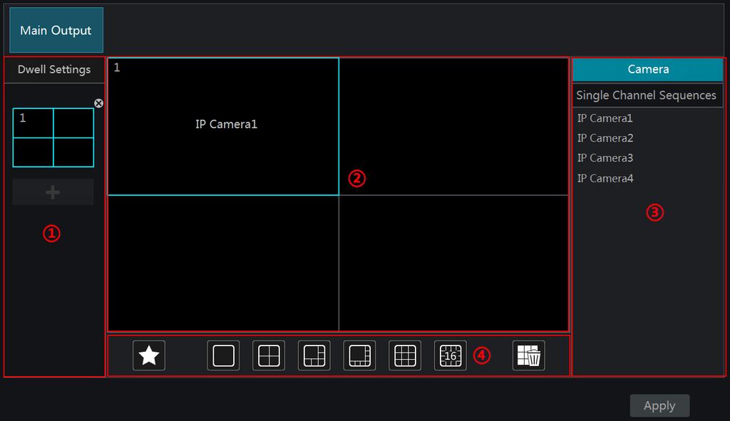 Live Preview Introduction 2 Double click one camera group on the right side of the interface. The cameras in the group will start camera group view one by one in the selected camera window.