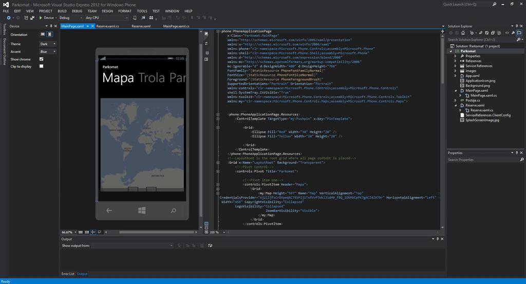 10 POGLAVJE 3. UPORABLJENA PROGRAMSKA ORODJA IN TEHNOLOGIJA Slika 3.3: Visual Studio Express for Windows Phone 3.