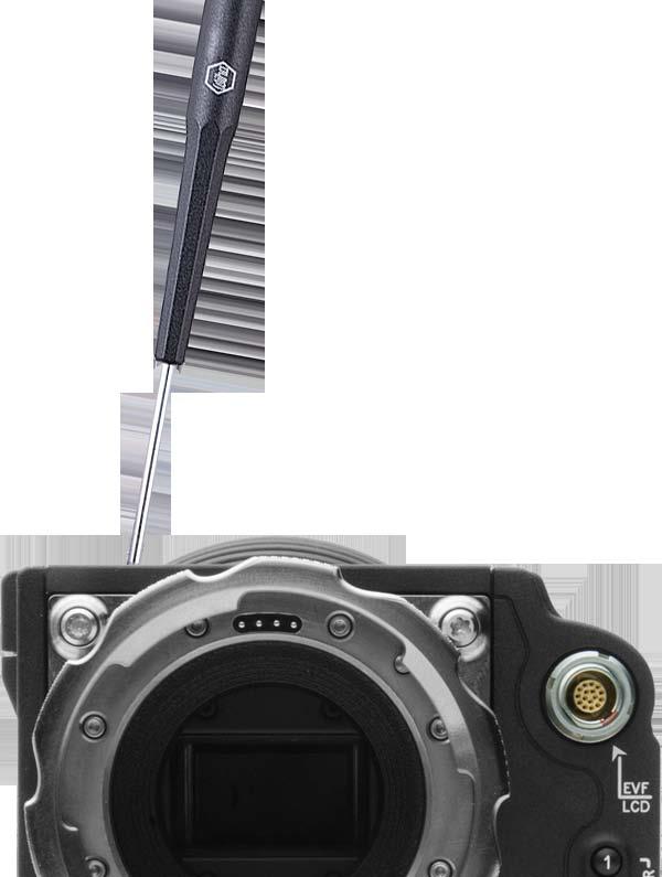 7. Insert a T-10 Torx screwdriver into the back focus adjustment screw. The screw is oriented at approximately 80 as shown. Performing Back Focus Adjustment 8.