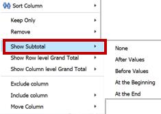 Customization and select customization from the list Subtotal Right click on a column name, select Show Subtotal,