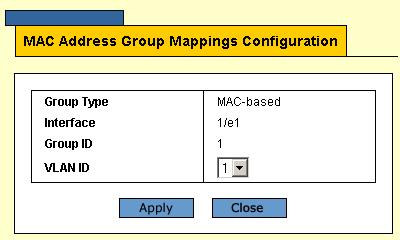 The Add MAC Address Group Mappings Page opens: Figure 84: Add MAC Address Group Mappings Page In addition to the fields in the MAC Based Groups Page, the Add MAC Address Group Mappings Page contains