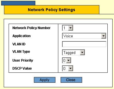 Configuring LLDP To modify a network policy setting: 1. Click LLDP > Profile Rules: The LLDP MED Network Policy Page opens. 2. Click Modify.