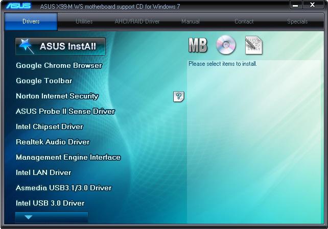 Support DVD main menu The Drivers menu shows the available device drivers if the system detects installed devices. Install the necessary drivers to use the devices.