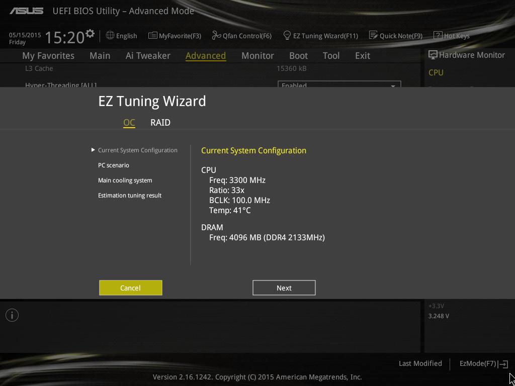 3.2.4 EZ Tuning Wizard EZ Tuning Wizard allows you to overclock your CPU and DRAM, computer usage, and CPU fan to their best settings. You can also easily set RAID in your system using this feature.