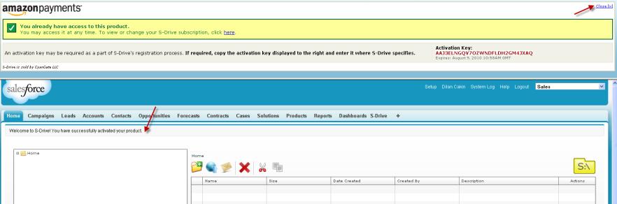 After completing payment options, it may require you to login to your Salesforce.com account again.
