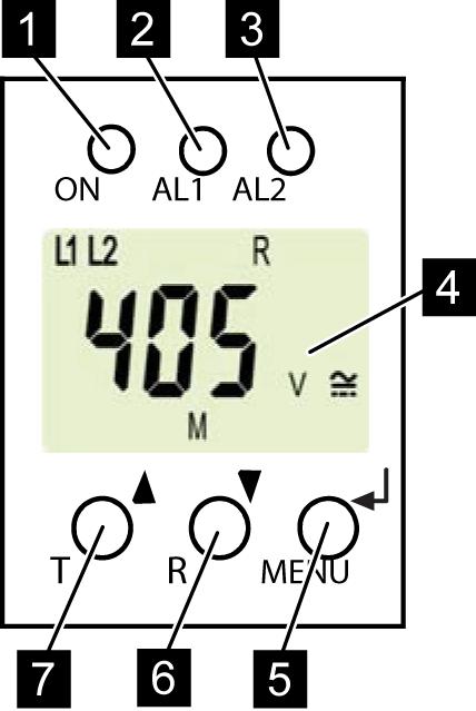 5. Operation and setting 5.1 Getting to know the user interface Fig. 5.1: User interface 1 POWER ON LED: Lights up when voltage is available and when the device is in operation.