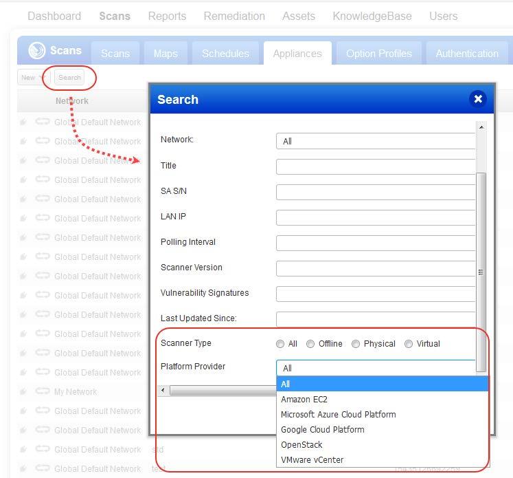 New Search Filters Available for Searching Scanners We added 2 new filters: Scanner Type and Platform Provider to improve our scanner search