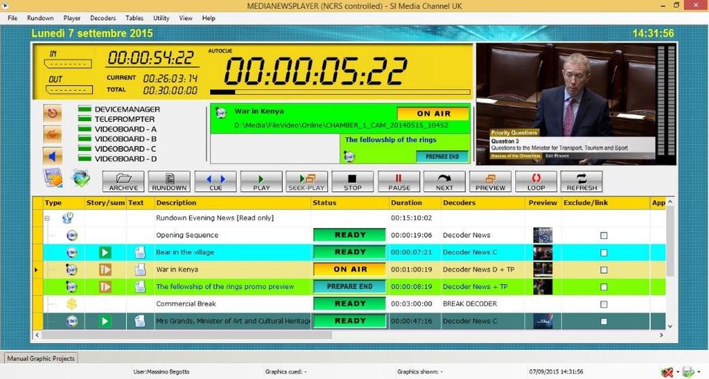 3.Live Playout: MediaNewsPlay Key Features: Manual/Automatic contribution playout with A/B/C/D Roll support Full playback control of the media (play, stop, pause, next, loop, previous, etc.