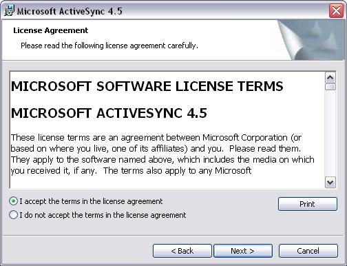 3. A license agreement screen will
