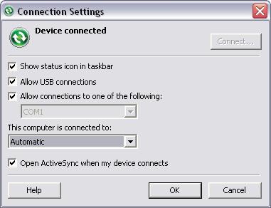 is plugged into the PC, rightclick on the ActiveSync system tray