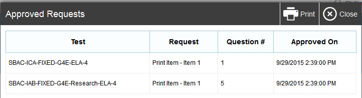 In the banner, click Approved Requests. The Print Requests window opens (see Figure 9), listing print requests by student. 2.