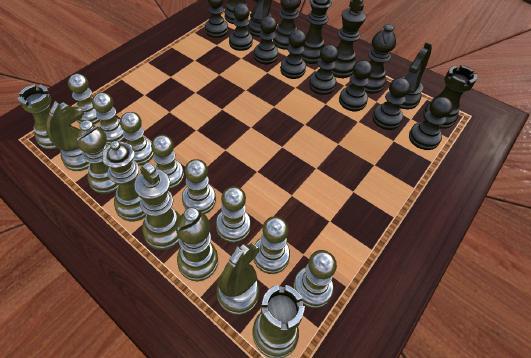 Obrázek 2.1: Ukážka figúrok a hracej plochy pre šach Ako vyplýva z vyššie napísaného odstavca, šach je zložitejšia hra s mnoho pravidlami ktoré je potreba pred hraním hry vedieť.