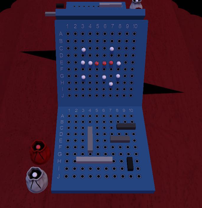 Obrázek 2.3: Ukážka hracej plochy pre hru lode Hra lode môže záležať viac na náhode ako na schopnostiach hráčov, keďže o postavení súperových lodí na začiatku nemajú žiadne informácie.