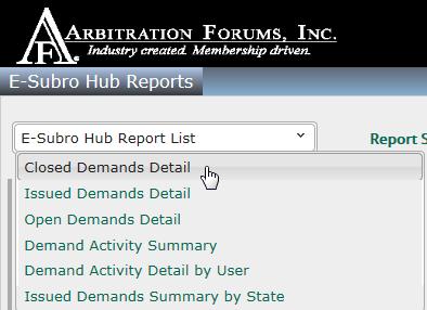 Demander/Responder View allows users to select specific report information based on role.