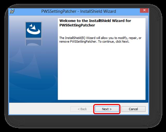 3 Installing the PWS Setting Patcher Open the Install package folder "PWS_SettingsPatcher_v0.5".