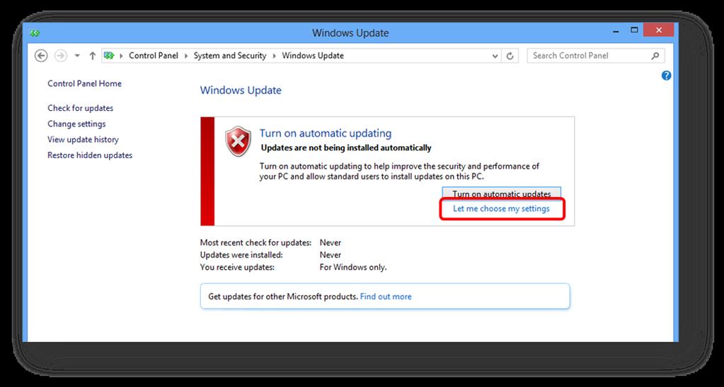 [A]Appendix Windows Update (Important updates only) This step is optional.