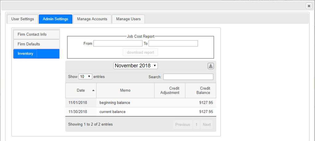 _ Reports Admin reports Available only to users with Admin rights, access a credit usage snapshot from