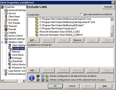 118 Configuring NetBackup for Exchange Configuring exclude lists for Exchange clients Figure 4-1 An Exchange exclude list that specifies two databases Note: For DAG backups in clustered or replicated