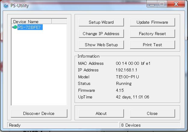 2. The main screen will appear as below, and it starts to search the connected print server within the network.