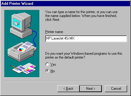 Press OK when you have located the proper printer port. Click Next > to continue to the next step. 5. At this point Windows will ask you to choose the correct printer driver for the printer.