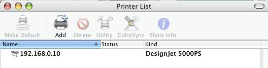 The printer that has just been added will show up in the Printer List menu, it