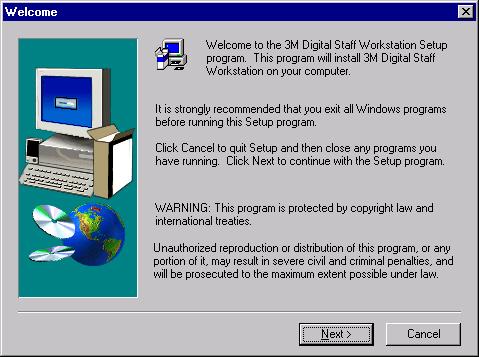 The installation routine automatically starts and the Setup window appears while the software prepares for the