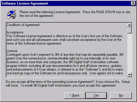 Welcome window 4 Click Next in the Welcome window. The Software License Agreement window appears.