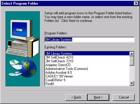 The Select Program Folder window appears.