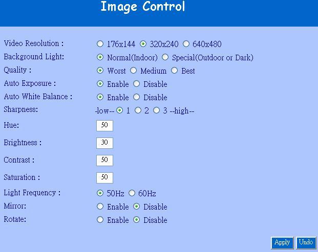 Chapter 3 Basic Configuration 3.1 Image control In this chapter, we will introduce some basic configuration for the WiFi Camera. 4.
